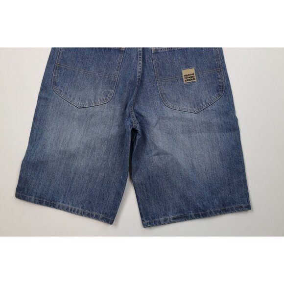 Deadstock Vintage 90s Marithe Francois Girbaud Mens 32 Baggy Denim Shorts Blue - Picture 11 of 11